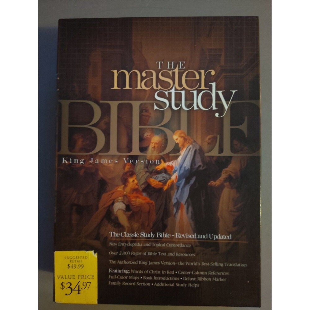 Vtg KJV Master Study Bible Holman Black Bonded Leather Words of Christ Red Boxed